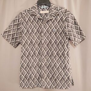 Tommy Bahama Geo Print Marlin Logo Button Down Camp Style Shirt Sz Small